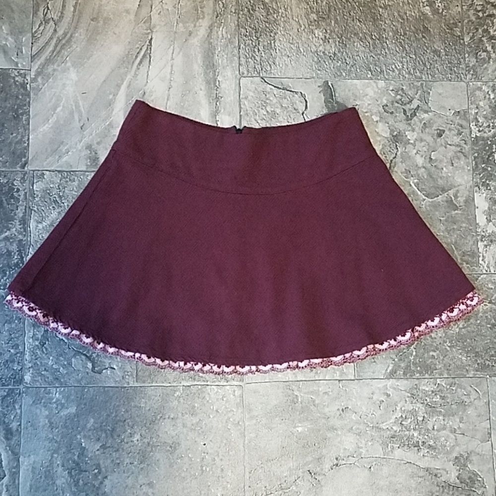 Ella Moss Burgundy‎ Tiny Check Mini Skirt 8